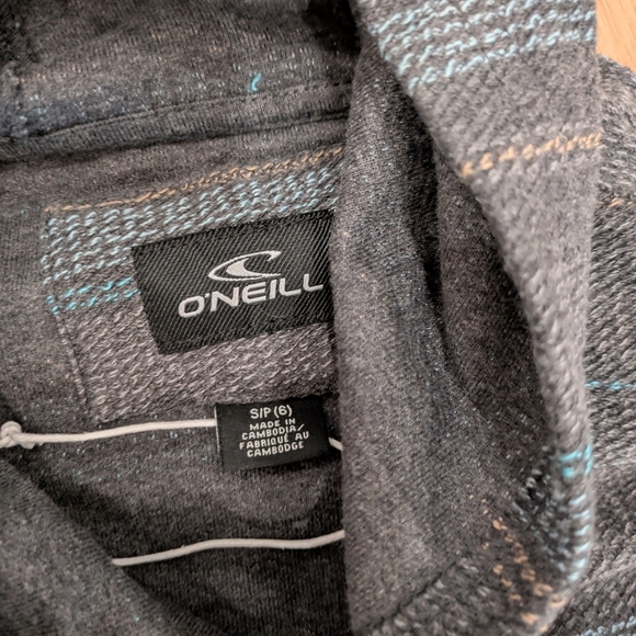 O'Neill Gray and Blue Striped Kids Hoodie - Picture 4 of 6